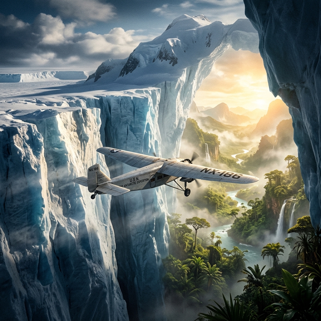 Admiral Byrd Plane flying through Ice Wall into Inner Earth