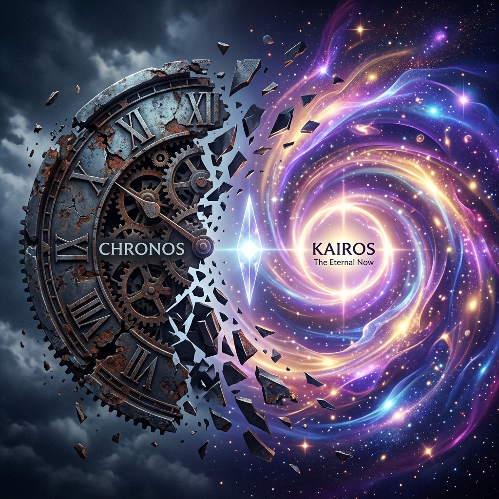 Chronos dissolving into Kairos Light Vortex